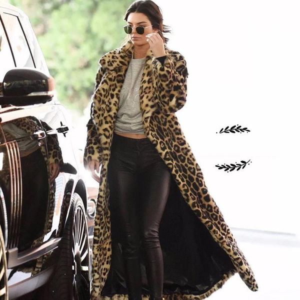 women's fur & faux 2021 leopard print imitation coat super long european and american slim big lapel warm lengthening, Black
women's fur & faux 2021 leopard print imitation coat super long european and american slim big lapel warm lengthening, Black