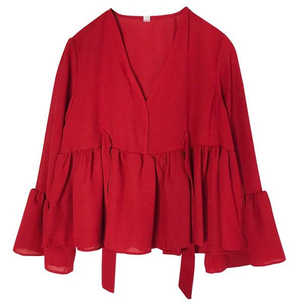 women's blouses & shirts perhaps u women red black v neck full sleeve solid high street blouse loose lace up fall autumn long flare b01, White
women's blouses & shirts perhaps u women red black v neck full sleeve solid high street blouse loose lace up fall autumn long flare b01, White