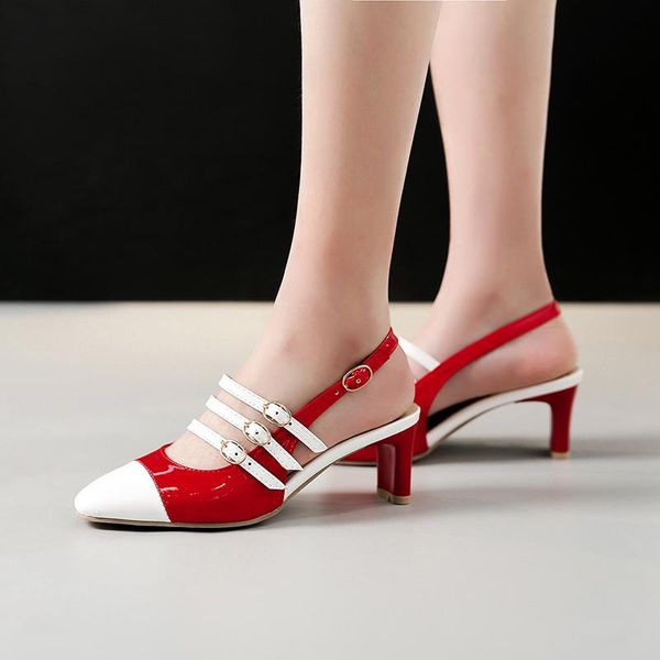 34-43 mixed colors belt buckle mid heels gladiator femme sandals ladies elegant women shoes slingbacks summer zapatos mujer 2021, Black
34-43 mixed colors belt buckle mid heels gladiator femme sandals ladies elegant women shoes slingbacks summer zapatos mujer 2021, Black