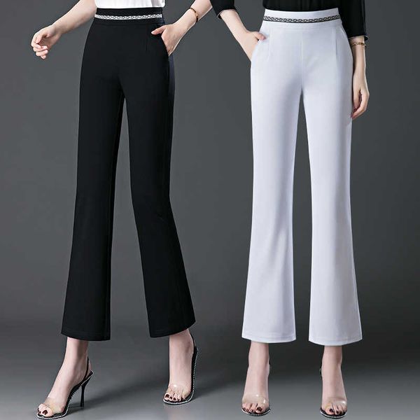 micro flared pants women's high waist shows thin 2021 summer large middle-aged mother's elastic nine point casual, Black;white
micro flared pants women's high waist shows thin 2021 summer large middle-aged mother's elastic nine point casual, Black;white