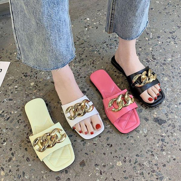slippers metal chain design fashion shoes summer slipper women open toe flat solid color outdoor punk slides plus size, Black
slippers metal chain design fashion shoes summer slipper women open toe flat solid color outdoor punk slides plus size, Black