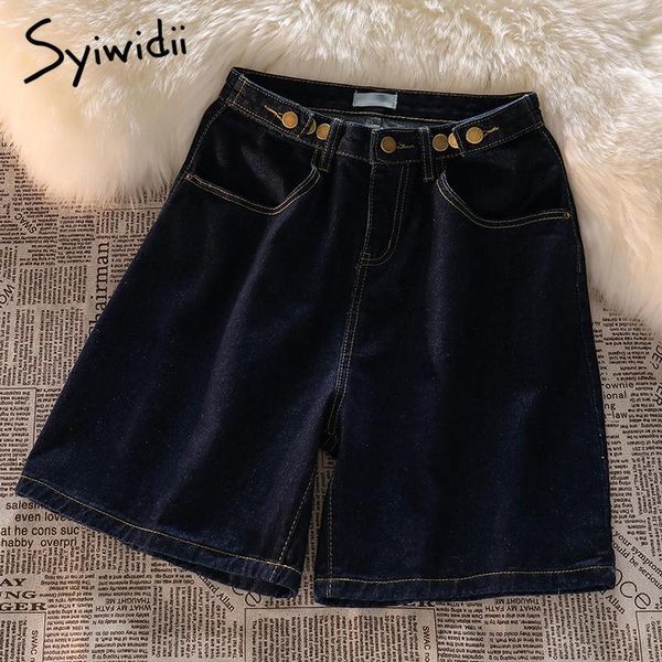women's shorts syiwidii 2021 high waist denim women button wide leg jeans casual loose female bottom with pocket fashion thin, White;black
women's shorts syiwidii 2021 high waist denim women button wide leg jeans casual loose female bottom with pocket fashion thin, White;black