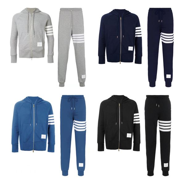 luxury designer mens tracksuits tb women zipper hoodies casual set man tracksuit with mercerized cotton material clothing brown male big siz, Gray 
luxury designer mens tracksuits tb women zipper hoodies casual set man tracksuit with mercerized cotton material clothing brown male big siz, Gray
