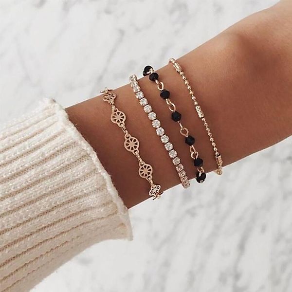 link, chain 4pcs/set aesthetic gold bracelet unique multi-layer design black beaded boho charm bracelets bangles party jewelry gifts
link, chain 4pcs/set aesthetic gold bracelet unique multi-layer design black beaded boho charm bracelets bangles party jewelry gifts