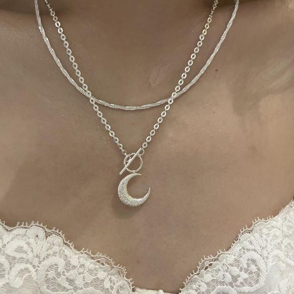 chains cold wind design sense net red retro ins wave light moon ot buckle pendant necklace female simple luxury clavicle chain, Silver
chains cold wind design sense net red retro ins wave light moon ot buckle pendant necklace female simple luxury clavicle chain, Silver