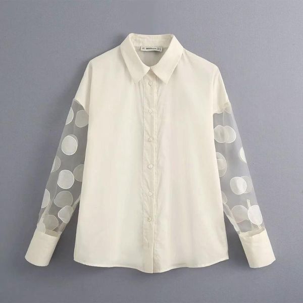women's blouses & shirts women summer white cotton shirt contrast semi sheer dot sleeves casual mujer blouse femme
women's blouses & shirts women summer white cotton shirt contrast semi sheer dot sleeves casual mujer blouse femme