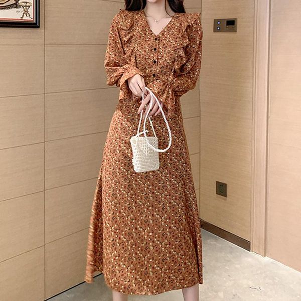 casual dresses elegant ruffles v-neck women dress flare long sleeve floral button female chiffon high waist 2021 spring vestidos femme, Black;gray
casual dresses elegant ruffles v-neck women dress flare long sleeve floral button female chiffon high waist 2021 spring vestidos femme, Black;gray