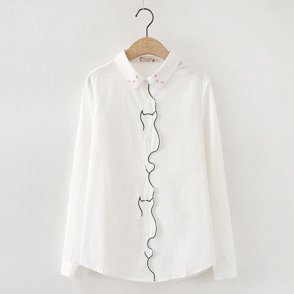 placket cat embroidered button long sleeve loose female kawaii blouses women blouse turn-down collar sweet shirt women's & shirts, White
placket cat embroidered button long sleeve loose female kawaii blouses women blouse turn-down collar sweet shirt women's & shirts, White