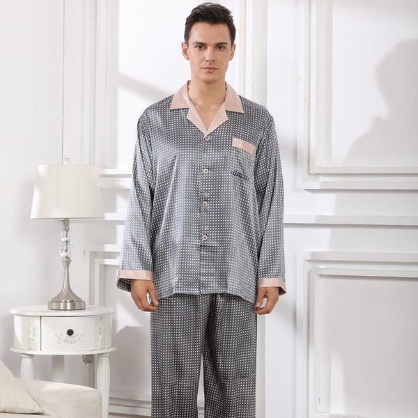Men's Sleepwear Stain Silk Pajama Set Spring Summer Casual Pyjamas Home Wear Suit Long Sleeve Pijamas Masculino GRQD, Black;brown
Men's Sleepwear Stain Silk Pajama Set Spring Summer Casual Pyjamas Home Wear Suit Long Sleeve Pijamas Masculino GRQD, Black;brown