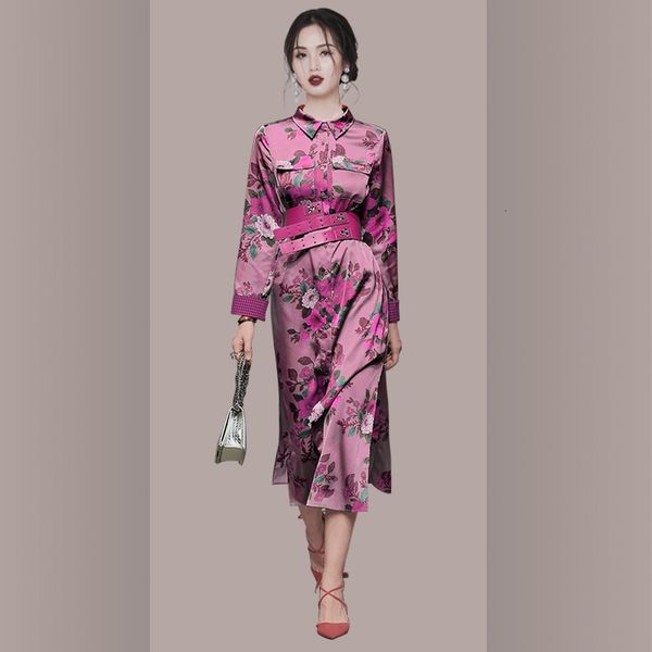 dresses autumn vintage elegant england style purple flower midi women lady office work lapel neck casual es with belt, Black;gray
dresses autumn vintage elegant england style purple flower midi women lady office work lapel neck casual es with belt, Black;gray