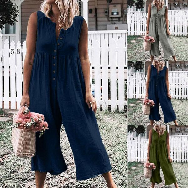 women's jumpsuits & rompers fashion women summer sleeveless jumpsuit casual loose wide leg pants playsuit trousers retro button solid c, Black;white
women's jumpsuits & rompers fashion women summer sleeveless jumpsuit casual loose wide leg pants playsuit trousers retro button solid c, Black;white