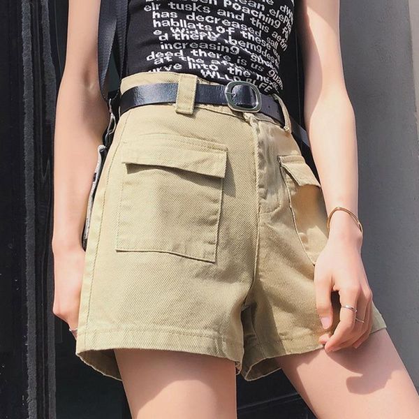 women's shorts laamei casual waist solid denim jeans loose wide leg multi-pocket feminino style streetwear, White;black
women's shorts laamei casual waist solid denim jeans loose wide leg multi-pocket feminino style streetwear, White;black