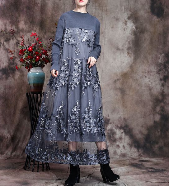 2021 elegant female sleeve maxi high-fashion dress loose floral gowns long a336, Black;gray
2021 elegant female sleeve maxi high-fashion dress loose floral gowns long a336, Black;gray