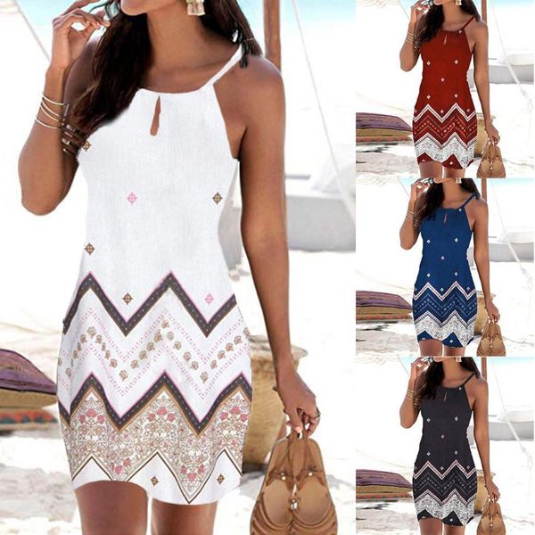 women's swimwear women halter neck boho print sleeveless casual mini beachwear dress sundress vestidos de verano summer 2021, White;black
women's swimwear women halter neck boho print sleeveless casual mini beachwear dress sundress vestidos de verano summer 2021, White;black