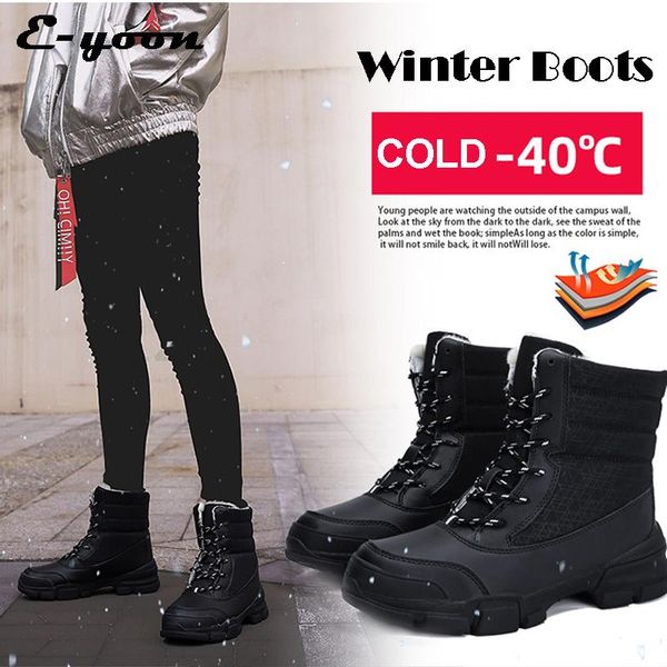 boots snow red women hiking shoes bootmaker winter with fur cold warm non-slip outdoor platform thick plush, Black