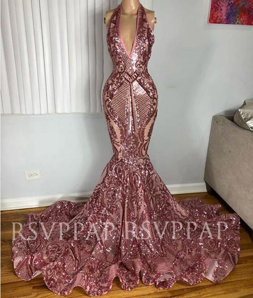 rose gold sparkly sequins mermaid prom dresses 2021 v neck plus size sweep train evening gowns arabic women vestidos de novia, Black 
rose gold sparkly sequins mermaid prom dresses 2021 v neck plus size sweep train evening gowns arabic women vestidos de novia, Black