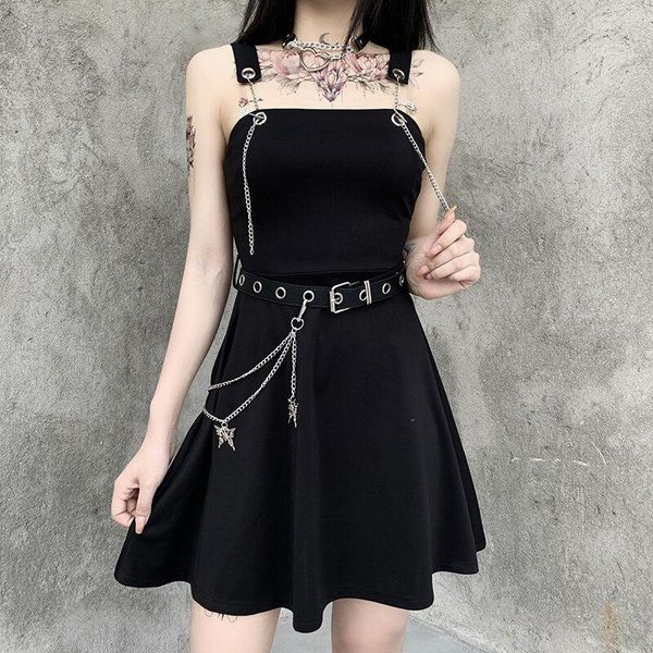 casual dresses summer fashion cute slim sml punk style patchwork chain backless woman spaghetti strap dress lady a-line, Black;gray
casual dresses summer fashion cute slim sml punk style patchwork chain backless woman spaghetti strap dress lady a-line, Black;gray
