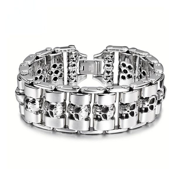 link, chain men stainless steel bracelet skeleton titanium bracelets trend personality punk fashion ornaments, Black
link, chain men stainless steel bracelet skeleton titanium bracelets trend personality punk fashion ornaments, Black
