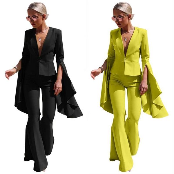 two piece dress women 2 matching outfit v-neck flare sleeve and wide leg pant sets ruffles party high waist bodycon suit, White
two piece dress women 2 matching outfit v-neck flare sleeve and wide leg pant sets ruffles party high waist bodycon suit, White