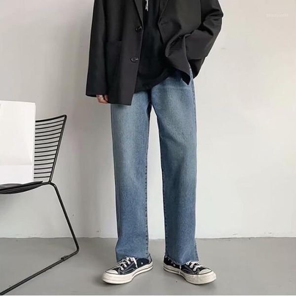 men's jeans spring and autumn washed split sell loose korean casual trend straight wide leg pants, Blue
men's jeans spring and autumn washed split sell loose korean casual trend straight wide leg pants, Blue