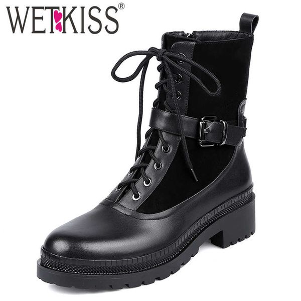 wetkiss genuine leather ankle boots woman suede buckle strap motorcycle bootie cross tie zipper chunky heel shoes women platform 210630, Black
wetkiss genuine leather ankle boots woman suede buckle strap motorcycle bootie cross tie zipper chunky heel shoes women platform 210630, Black