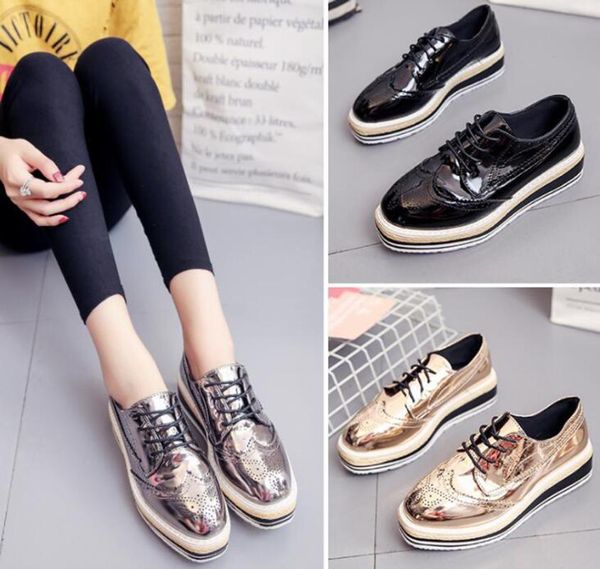 bullock carved english sponge cake women's shoes thick bottom wild single wedge heel gold silver dress, Black
bullock carved english sponge cake women's shoes thick bottom wild single wedge heel gold silver dress, Black