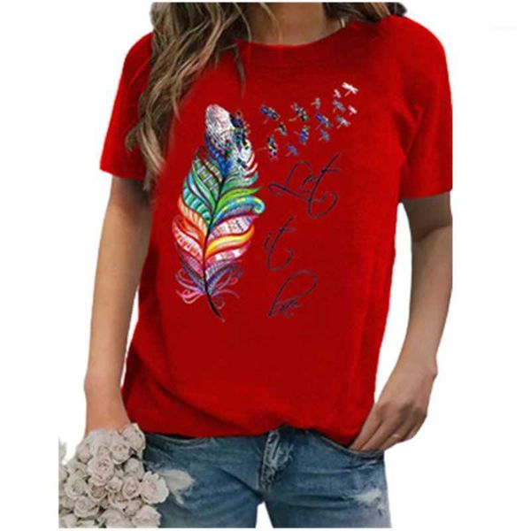 women's t-shirt 2021 women casual harajuku feather printed short sleeve o-neck loose summer lady streetwear camisas mujer, White
women's t-shirt 2021 women casual harajuku feather printed short sleeve o-neck loose summer lady streetwear camisas mujer, White