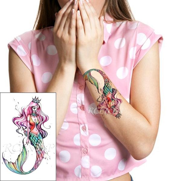 temporary tattoos waterproof tattoo sticker color mermaid long hair girl with crown cross fake flash for women men
temporary tattoos waterproof tattoo sticker color mermaid long hair girl with crown cross fake flash for women men