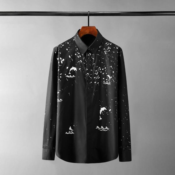men's casual shirts cotton man long sleeve porpoise printed male slim white black party mens dress 6esr
men's casual shirts cotton man long sleeve porpoise printed male slim white black party mens dress 6esr