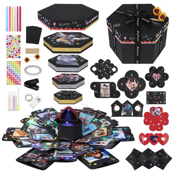 partykindom classic hexagon explosion box diy surprise scrapbook po wedding anniversary gift (black) wrap
partykindom classic hexagon explosion box diy surprise scrapbook po wedding anniversary gift (black) wrap