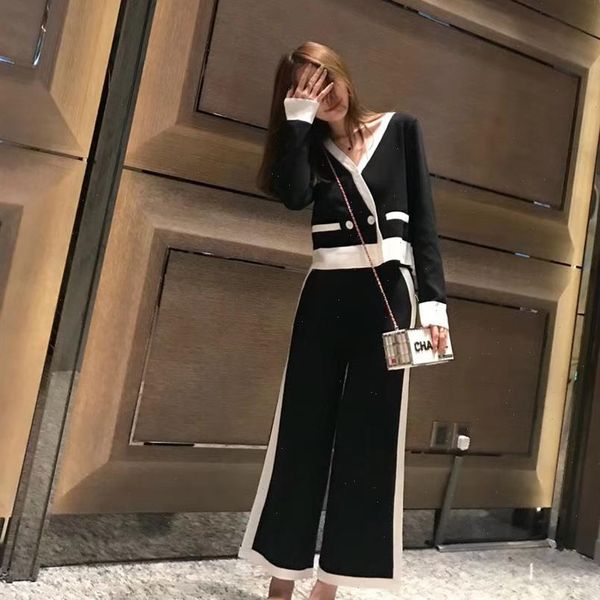 legant v neck long sleeved womens tracksuits loose knitted sweater crop wide leg ankle length pants spring casual knitting, Gray
legant v neck long sleeved womens tracksuits loose knitted sweater crop wide leg ankle length pants spring casual knitting, Gray