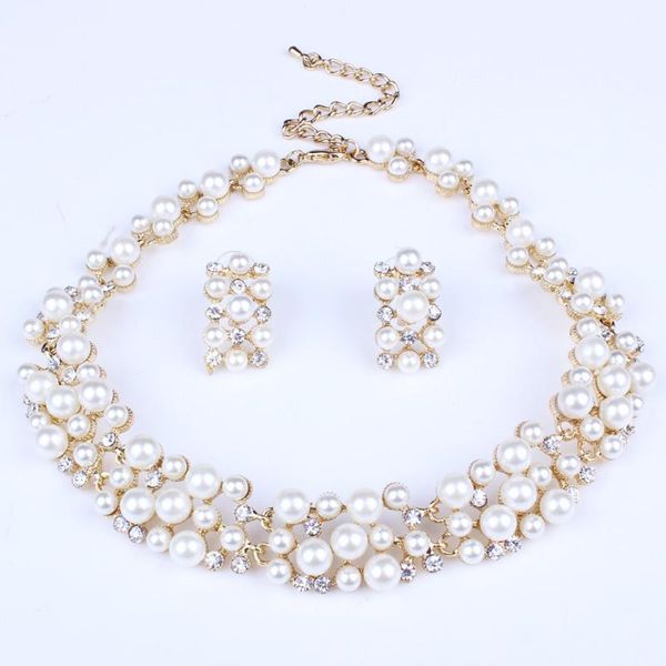 earrings & necklace fashion pearl jewelry sets for women african beads set gold wedding crystal bridal dubai jewelery costume, Silver
earrings & necklace fashion pearl jewelry sets for women african beads set gold wedding crystal bridal dubai jewelery costume, Silver
