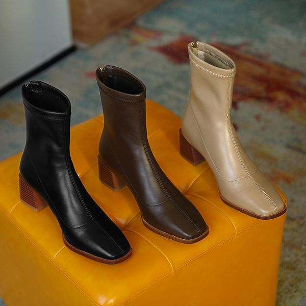 dress shoes spring and autumn 2021 elastic thin skinny boots square head thick heel short fashion wild leather women x098, Black
dress shoes spring and autumn 2021 elastic thin skinny boots square head thick heel short fashion wild leather women x098, Black
