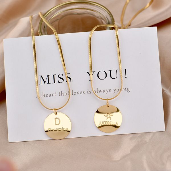 18k gold dreaming good luck round choker necklace for women girl silver rose color titanium steel simple pendant necklaces collares
18k gold dreaming good luck round choker necklace for women girl silver rose color titanium steel simple pendant necklaces collares