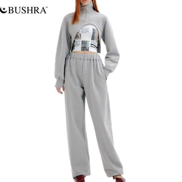 women's two piece pants bushra suit autumn fashion lapel sweater + printed tube solid color wide leg trousers three, White 
women's two piece pants bushra suit autumn fashion lapel sweater + printed tube solid color wide leg trousers three, White