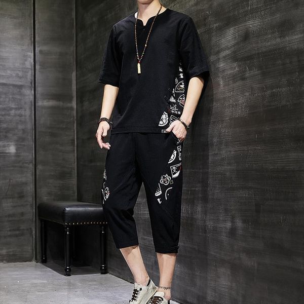 set retro chinese style men tracksuit casual suit cotton linen t shirt man shorts oversize male summer plus size, Gray
set retro chinese style men tracksuit casual suit cotton linen t shirt man shorts oversize male summer plus size, Gray