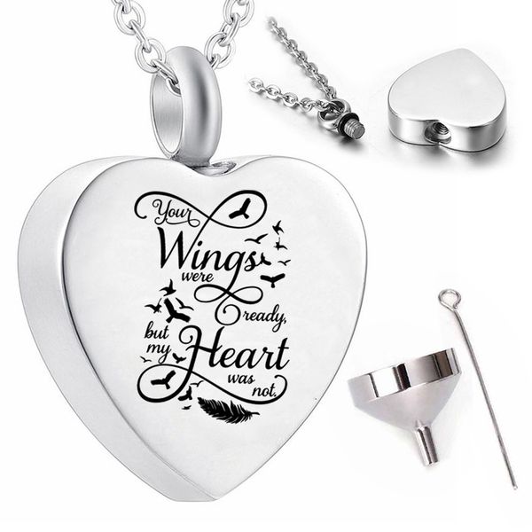 souvenir pendant necklace you wings were ready but my heart was not cremation jewelry ashes urn, Silver
souvenir pendant necklace you wings were ready but my heart was not cremation jewelry ashes urn, Silver