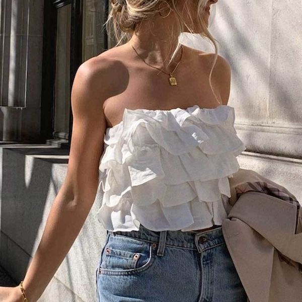 inspired ruffled crop for women holiday ladies criss-cross back beachwear summer sleeveless cropped women 210412, White
inspired ruffled crop for women holiday ladies criss-cross back beachwear summer sleeveless cropped women 210412, White