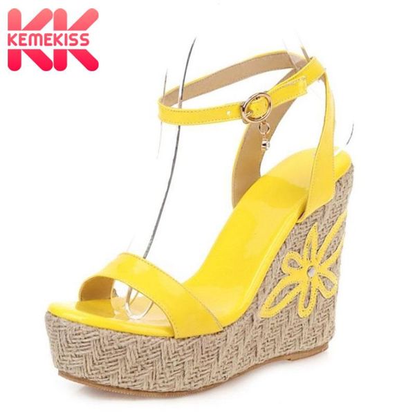 kemekiss summer shoes sandals open toe wedge heel flower print buckle strap party fashion plus size 30-46, Black
kemekiss summer shoes sandals open toe wedge heel flower print buckle strap party fashion plus size 30-46, Black