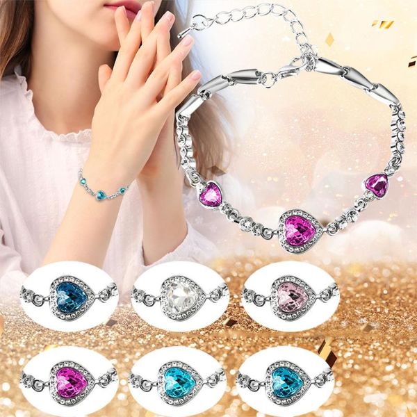 link, chain women multi color crystal heart bracelet three love pattern adjustable jewelry valentine's day wedding bridal accessories 2, Black
link, chain women multi color crystal heart bracelet three love pattern adjustable jewelry valentine's day wedding bridal accessories 2, Black