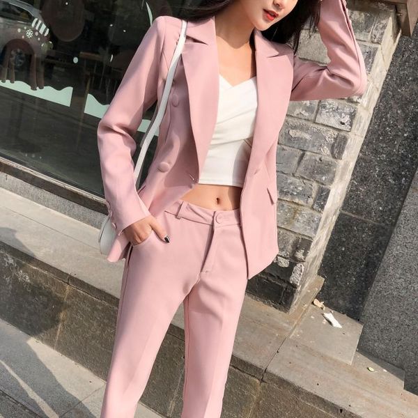 full office lady suits for women small suit pink professional trousers coat and two-piece women's two piece pants, White
full office lady suits for women small suit pink professional trousers coat and two-piece women's two piece pants, White