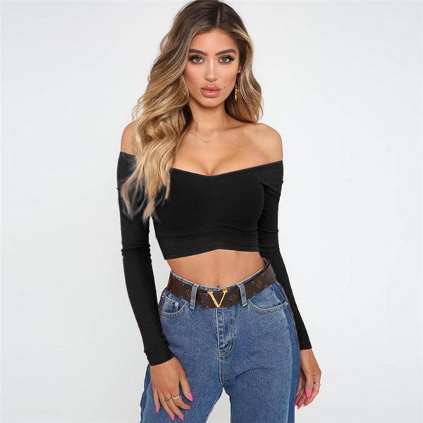 women t-shirts and club fashion female t-shirt long sleeve off shoulder solid color lady tshirt autumn basic tees women's, White
women t-shirts and club fashion female t-shirt long sleeve off shoulder solid color lady tshirt autumn basic tees women's, White