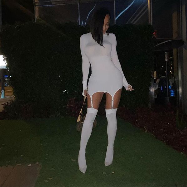 with hook socks solid womens dress color long sleeved slim fit hip party club mini bodycon black white, Black;gray
with hook socks solid womens dress color long sleeved slim fit hip party club mini bodycon black white, Black;gray