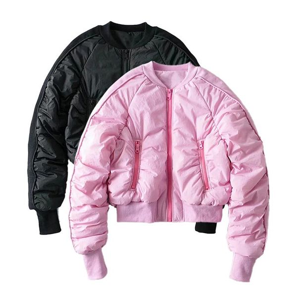 women's down & parkas blingblingee winter padded bomber jacket zipper front patchwork back ruched detail women puffer parka coat pink o, Black
women's down & parkas blingblingee winter padded bomber jacket zipper front patchwork back ruched detail women puffer parka coat pink o, Black