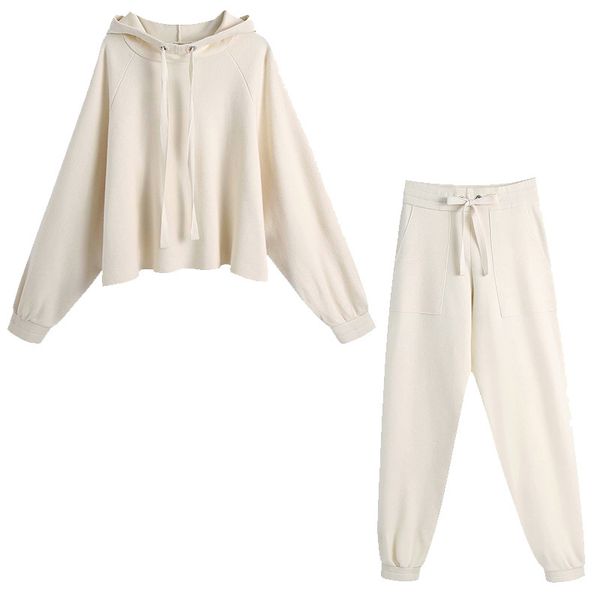 women 2 pieces set solid long sleeve hooded sweatshirt trousers suit chic lady fashion casual clothes 210517, White
women 2 pieces set solid long sleeve hooded sweatshirt trousers suit chic lady fashion casual clothes 210517, White
