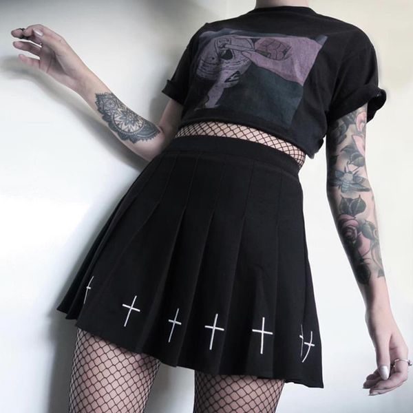 with detail summer harajuku cross womens skirt embroidery punk mini pleated gothic girls, Black
with detail summer harajuku cross womens skirt embroidery punk mini pleated gothic girls, Black