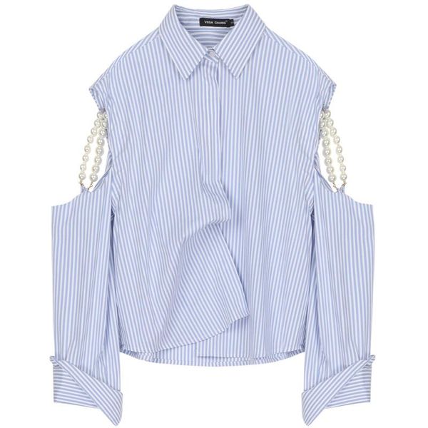 women's blouses & shirts blue striped shirt women hollow out design pearl long sleeve womens and loose blouse 2021, White
women's blouses & shirts blue striped shirt women hollow out design pearl long sleeve womens and loose blouse 2021, White