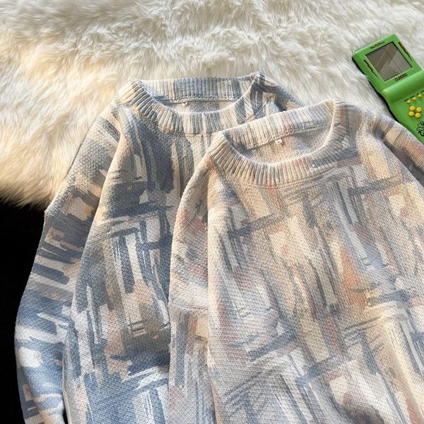 men's sweaters sweater casual hong kong style tie-dye loose men korean trend lazy wind round neck pullover, White;black
men's sweaters sweater casual hong kong style tie-dye loose men korean trend lazy wind round neck pullover, White;black