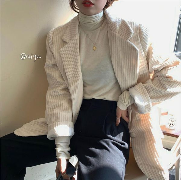 Women's Jackets Spring Korean Loose Corduroy Shoulder Pad Suit Jacket Versatile Top D7U2, Black;brown
Women's Jackets Spring Korean Loose Corduroy Shoulder Pad Suit Jacket Versatile Top D7U2, Black;brown