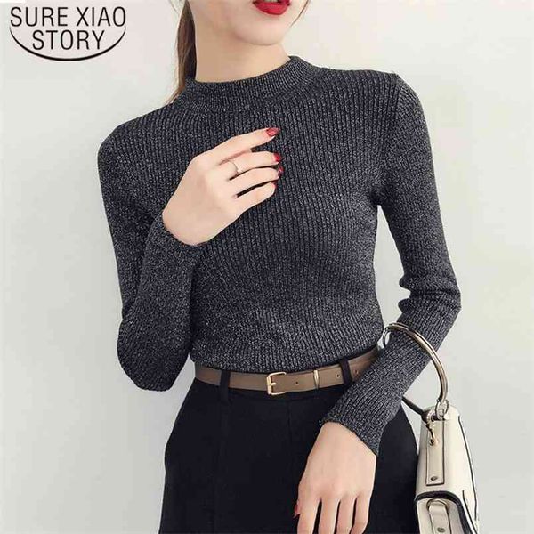 autumn winter black sweater women shiny pullover knitted femme long sleeve turtleneck 5042 60 210421, White;black
autumn winter black sweater women shiny pullover knitted femme long sleeve turtleneck 5042 60 210421, White;black